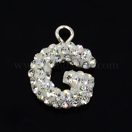 Glittering Polymer Clay with Austrian Crystal Charms Pendants SWARJ-M008-001-G-1