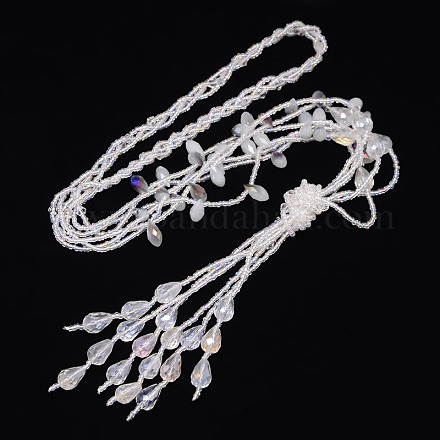 Trendy Women's Long Glass Lariat Necklaces X-NJEW-L032-B04-1