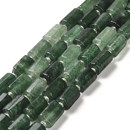 天然の緑のイチゴクォーツビーズ連売り  シードビーズで  多面カット  コラム  8.5~11x5.5~6.5mm  穴：1mm  約14~15個/連  7.48''（19センチメートル） G-N327-06-23-1
