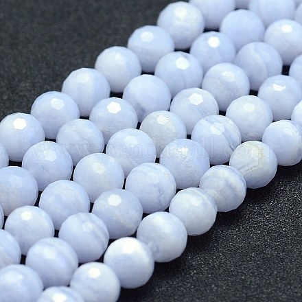 Natürlichen blauen Spitze Achat Perlen Stränge G-P342-05-8mm-A-1