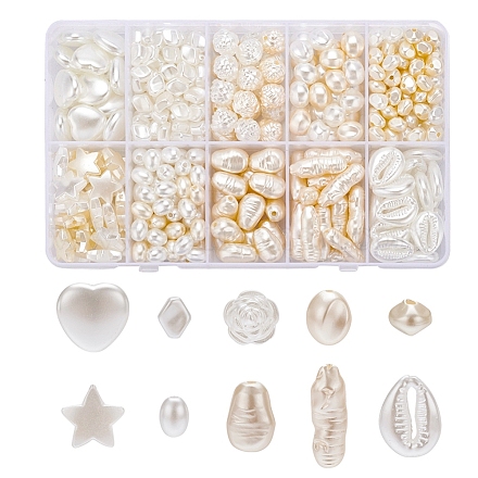 10 set di perline acriliche imitazione perla di stile OACR-YW0001-14-1