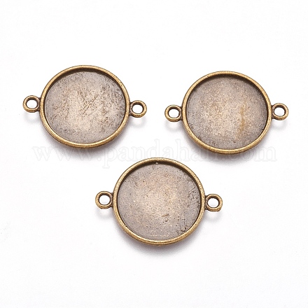 Tibetan Style Flat Round Cabochon Connector Settings TIBE-K011-29mm-AB-NR-1
