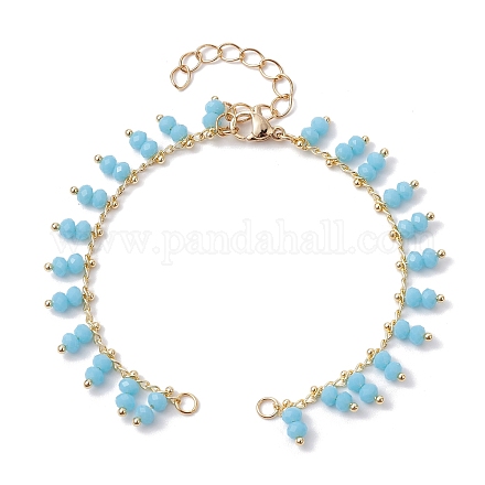 Realizzazione di braccialetti a maglie di catena con perline di vetro fatti a mano AJEW-JB01150-21-1
