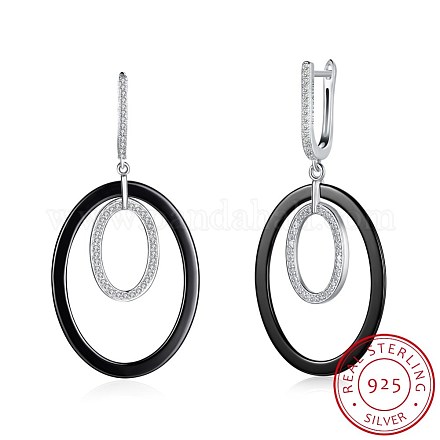 Orecchini alla moda 925 cerchio in argento sterling EJEW-BB20941-A-1