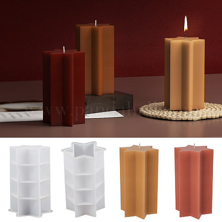 Moldes de silicona para velas perfumadas con forma de estrella de 6 ponita DIY-K073-06-1