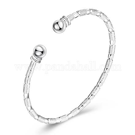 Простые латунные браслеты-манжеты с серебряным покрытием BJEW-BB00628-1