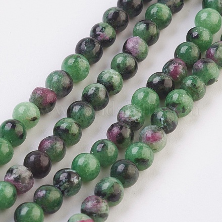 Natural Ruby in Zoisite Beads Strands G-F568-085-4mm-1