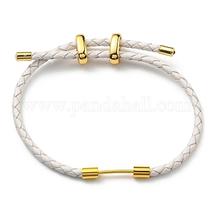 Bracelet à maillons colonne en laiton avec cordons en cuir BJEW-G675-05G-07-1