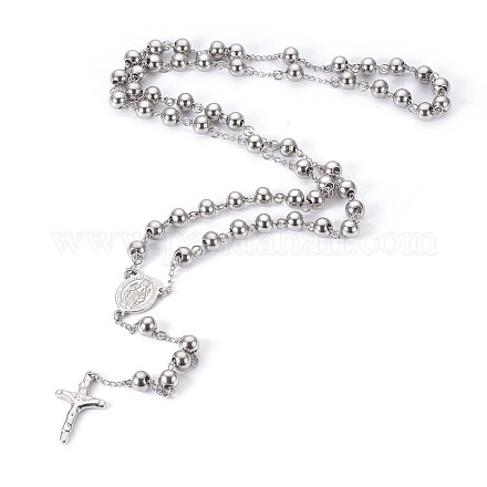 Colliers chapelet perles en 304 acier inoxydable NJEW-F240-10P-1