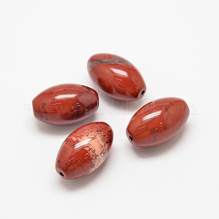 Natural Red Jasper Oval Beads G-P076-32A-1