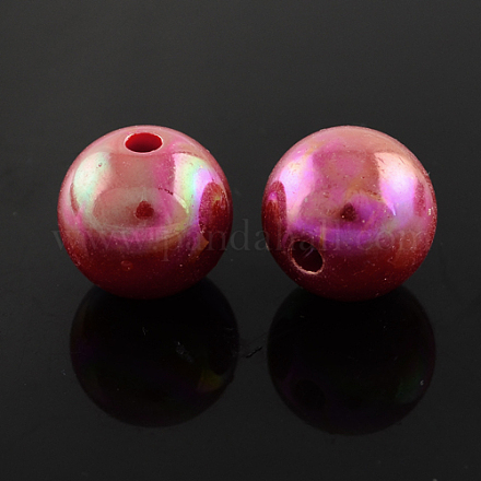 AB Color Plated Acrylic Gumball Beads for Bubblegum Necklace PACR-R204-14mm-06-1