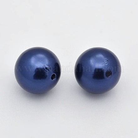 20mm Blue Imitation Pearl Acrylic Round Beads for Chunky Kids Necklace X-PACR-20D-18-1