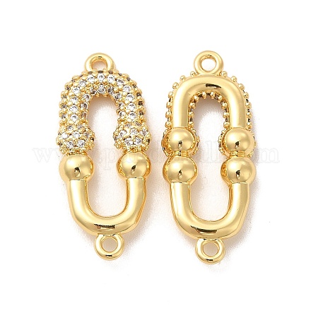 Rack Plating Brass Micro Pave Clear Cubic Zirconia Connector Charms KK-B068-29G-1