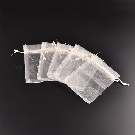 オーガンジーバッグ巾着袋  リボン付き  パパイヤホイップ  18x13cm X-OP-R016-13x18cm-19-1