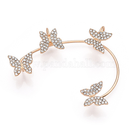 Butterfly Crystal Rhinestone Cuff Earrings for Girl Women Gift EJEW-F275-02B-G-1