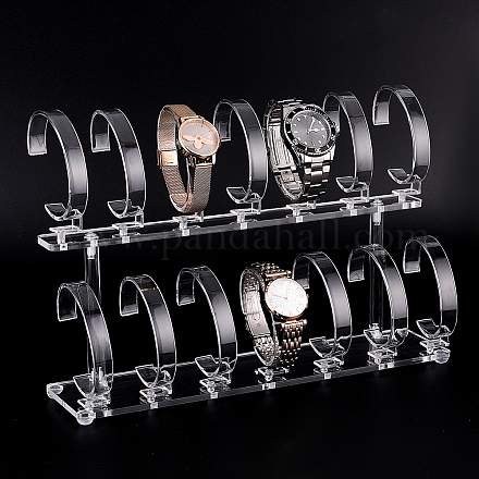 Soportes de exhibición de reloj de acrílico de 2 nivel ODIS-WH0026-34-1