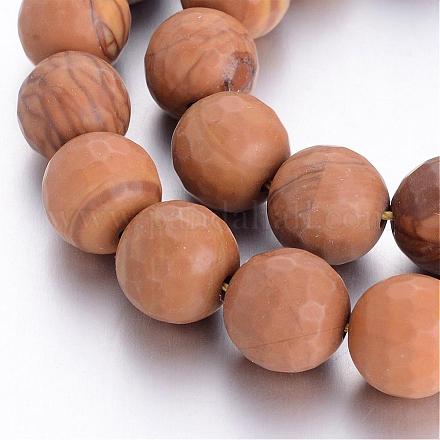 Chapelets de perles en bois pétrifié naturel G-E302-080-12mm-1