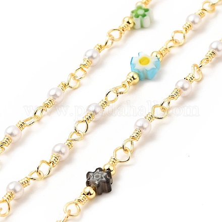 Chaînes de perles de verre et de fleurs CHC-C003-06G-1