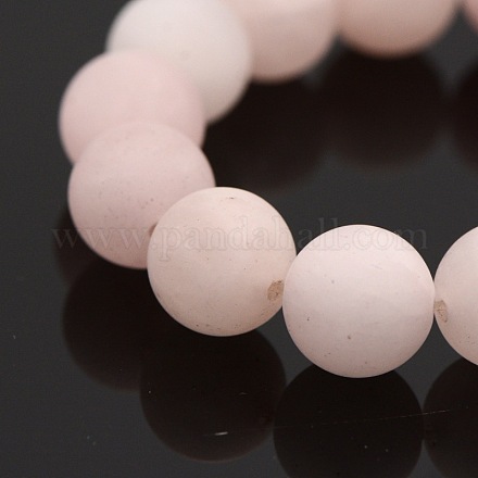 Frosted Natural Rose Quartz Round Bead Strands G-M272-06-12mm-1