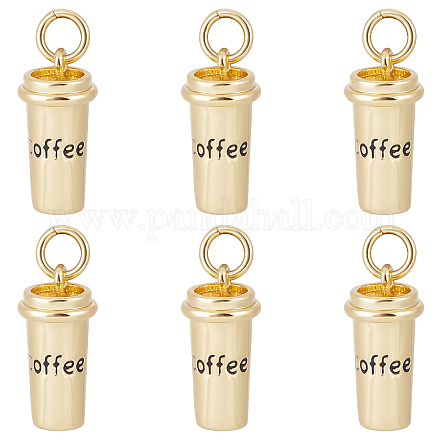 Beebeecraft 1 Box 8Pcs Coffee Cup Charms 18K Gold Plated Coffee Pendants Charms with Jump Rings Hole: 3mm for DIY Gift Bracelets Necklaces Earring Making KK-BBC0004-67-1