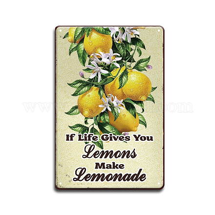 GLOBLELAND Lemon Fruit Vintage Metal Tin Sign Plaque Poster 'Make Lemonade' Retro Metal Wall Decorative Tin Signs 8×12inch for Home Kitchen Bar Coffee Shop Club Orchard Decoration AJEW-WH0189-024-1
