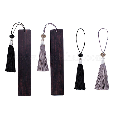 OLYCRAFT 2PCS Blank Wood Bookmarks Unfinished Wooden Bookmarks with Tassel Pendant Rectangle Blank Wood Tags for Gift Tags AJEW-OC0001-07-1