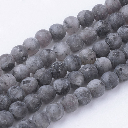 Fili di perline di larvikite nera naturale G-G735-57F-4mm-1