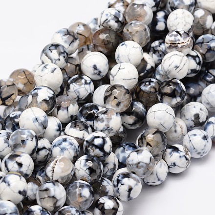 Gefärbt natürliche Achat facettierte runde Perlen-Stränge G-E320C-12mm-07-1
