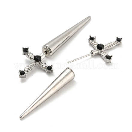 Alloy with Rhinestone Front Back Stud Earrings EJEW-B031-04P-1