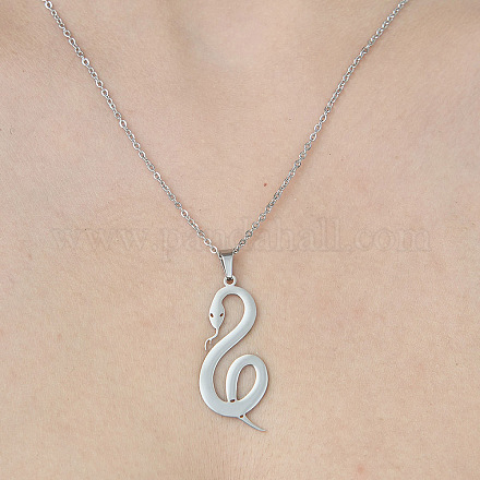 201 collier pendentif serpent creux en acier inoxydable NJEW-OY001-93-1
