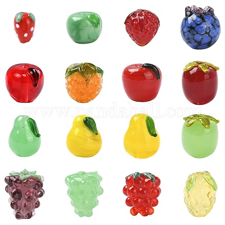 16pcs 16 Arten handgemachte Bunte Malerei-Perlen LAMP-CJ0002-78-1
