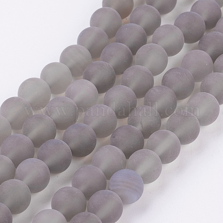 Natural Grey Agate Bead Strands X-G-H055-8mm-1