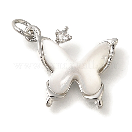 Подвески из латуни с микропаве из кубических цирконий и ракушек KK-K388-81P-1