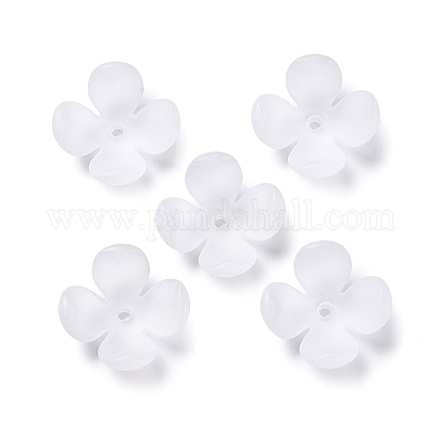 つや消しアクリルビーズキャップ  4  - 花びらの花  ホワイトスモーク  25.5x10mm  穴：2mm  約446個/500g OACR-G014-01-1