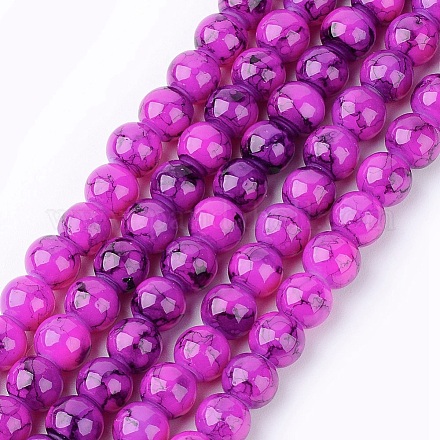 Spray Painted Glass Bead Strands GLAD-S075-6mm-37-1