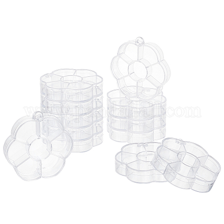 PandaHall 12pcs Flower Jewelry Bead Organizer 7 Girds Plastic Bead Container Hangable 3.2