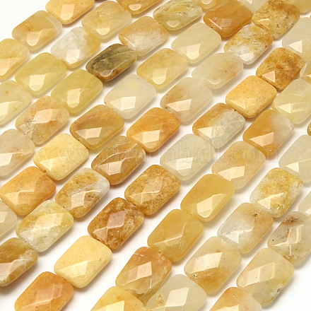 Faceted Rectangle Yellow Jade Beads Strands G-R304-13-1