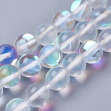 Chapelets de perles en pierre de lune synthétique G-E468-H02-8mm-1