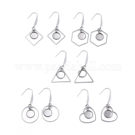 Stainless Steel Dangle Earrings AJEW-JB00502-M-1