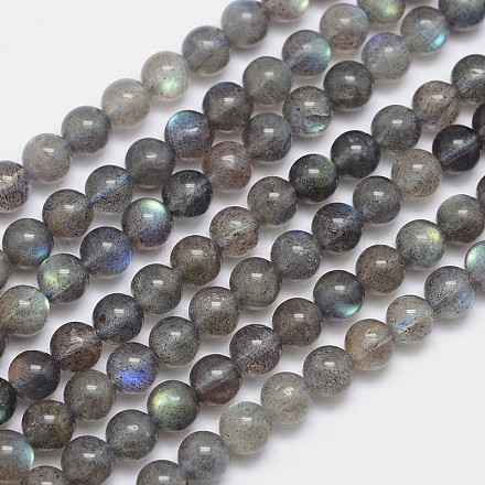 Chapelets de perles rondes en labradorite naturelle G-I156-06-6mm-1