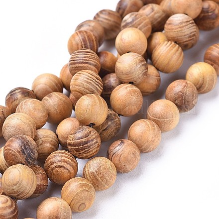 Chapelets de perles en bois naturel WOOD-F008-05-C-1