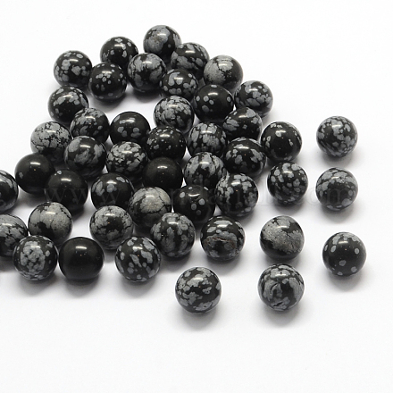 Runde natürliche Schneeflocken Obsidian Perlen G-Q450-08-1