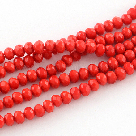 Faceted Solid Color Glass Rondelle Bead Strands GLAA-Q044-6mm-04-1