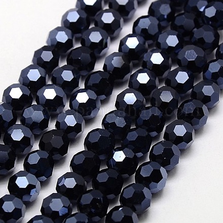 Perles rondes en verre galvanisé à facettes (32 facettes) entièrement plaquées X-EGLA-J042-4mm-F01-1