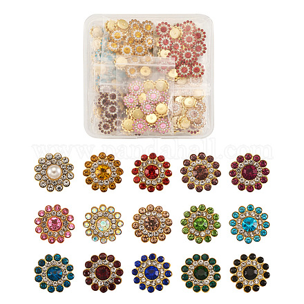 Yilisi 300pcs 15 botones de rhinestone con forma de flor de estilo RB-YS0001-02-1