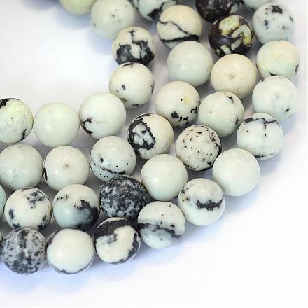 Fili di perle rotonde di turchese giallo naturale (diaspro) G-E334-4mm-02-1