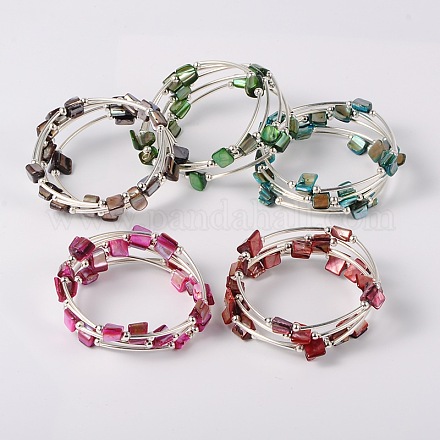 Shell Beads Wrap Bracelets BJEW-JB01608-1