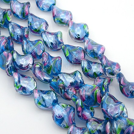 Perlati fatti a mano fiore interiore perle di vetro torsione fili X-LAMP-L024-04A-1
