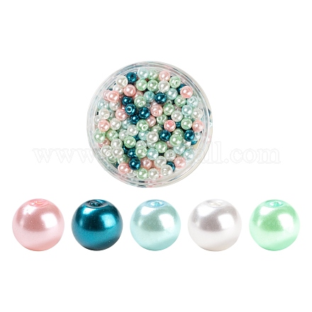 300 Uds cuentas redondas de perlas de vidrio perlado pintadas para hornear HY-FS0001-04-1