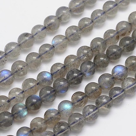 Chapelets de perles rondes en labradorite naturelle G-M263-B-03-1